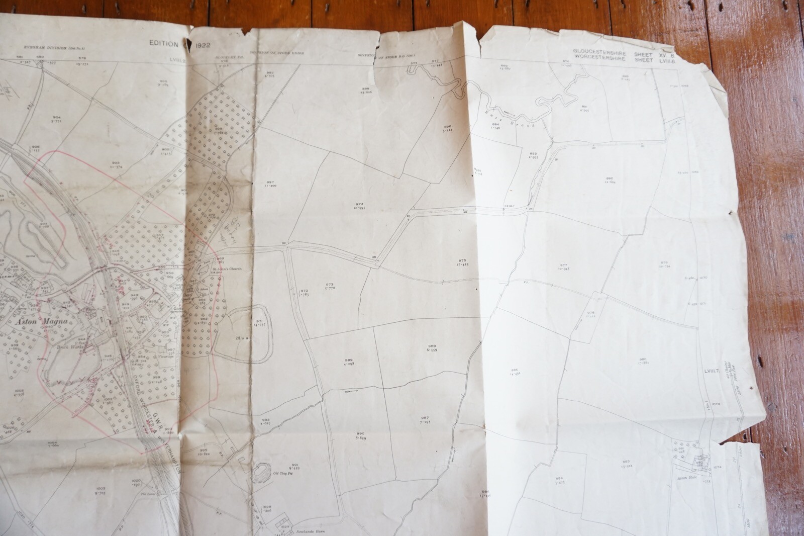 1922 GWR Aston Magna Oxford Worcester OS Railway Map