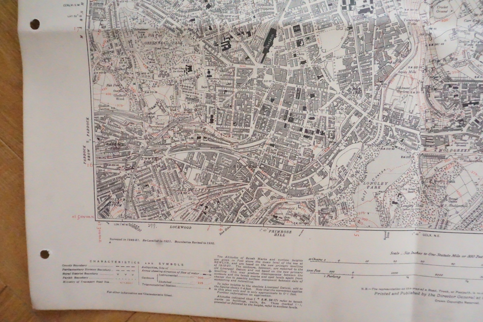 1938 Huddersfield Kirkburton Yorkshire LMS Railway OS Linen Map Ref 71 **