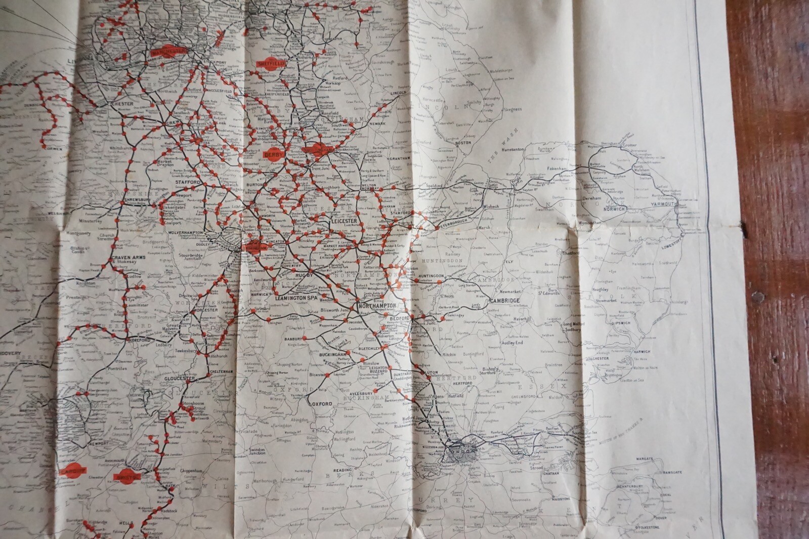 LMS London Midland Scottish Railway Map of England & Wales