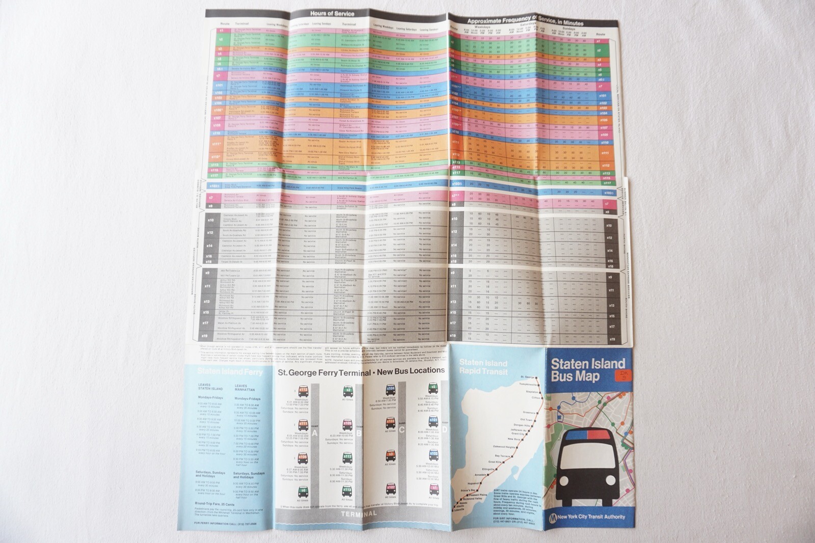 1977 Staten Island New York Bus Guide Bus Map