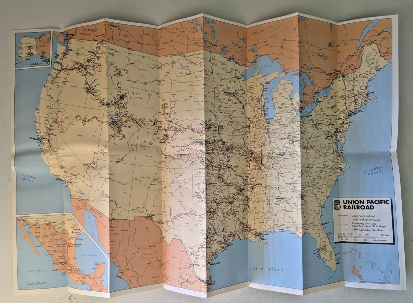 1994 Union Pacific Railroad USA Map System Route Rail Train