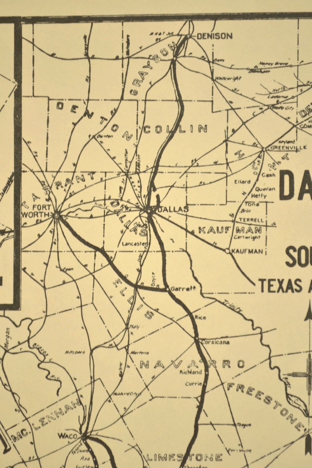 Southern Pacific Railroad Map Dallas Division Austin & Northwestern RR T&NO RR