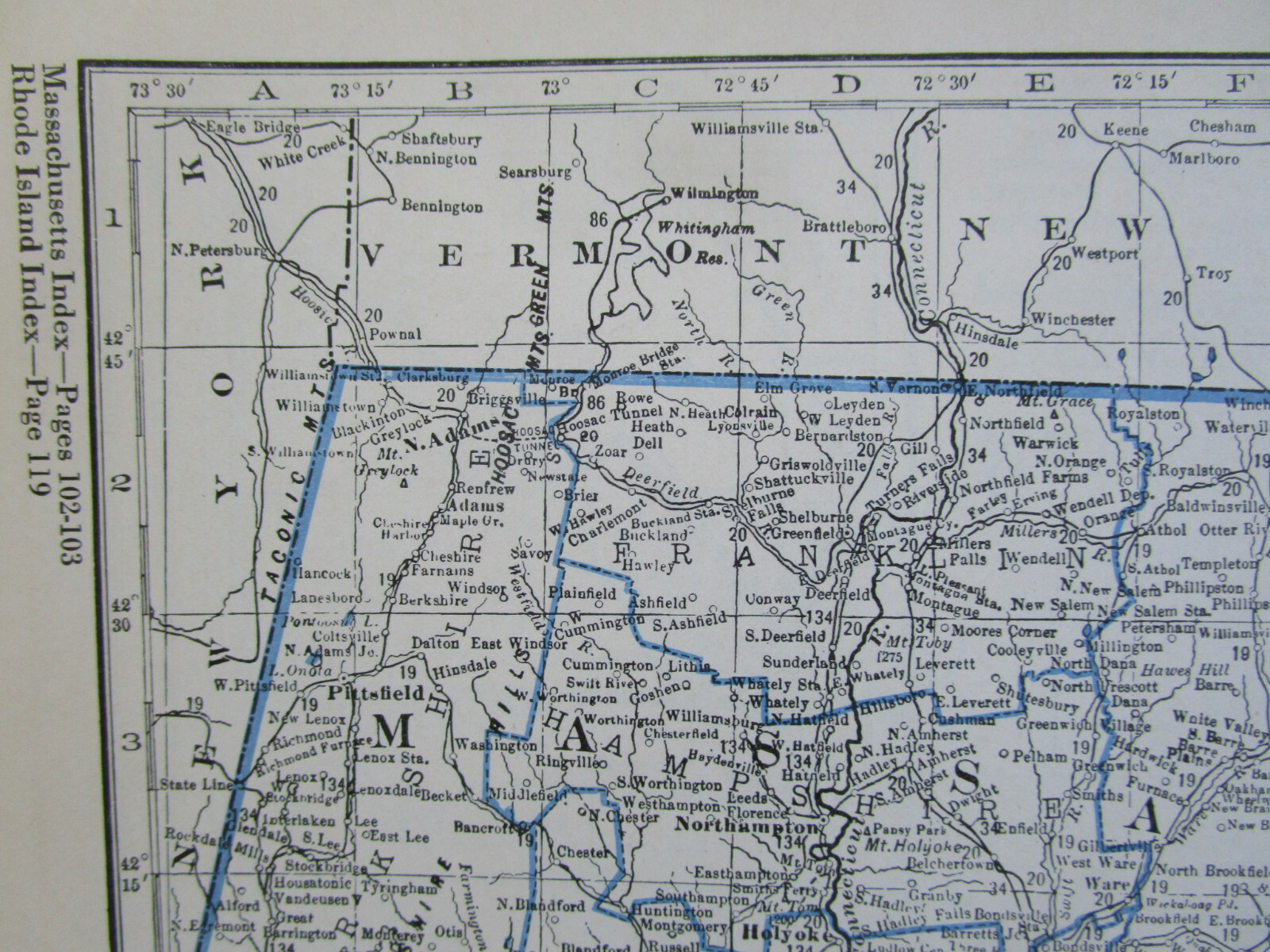 MD DE MA 1933 MARYLAND DELAWARE RAILROAD Map CHAFFEE RR ~or~ MASSACHUSETTS RI