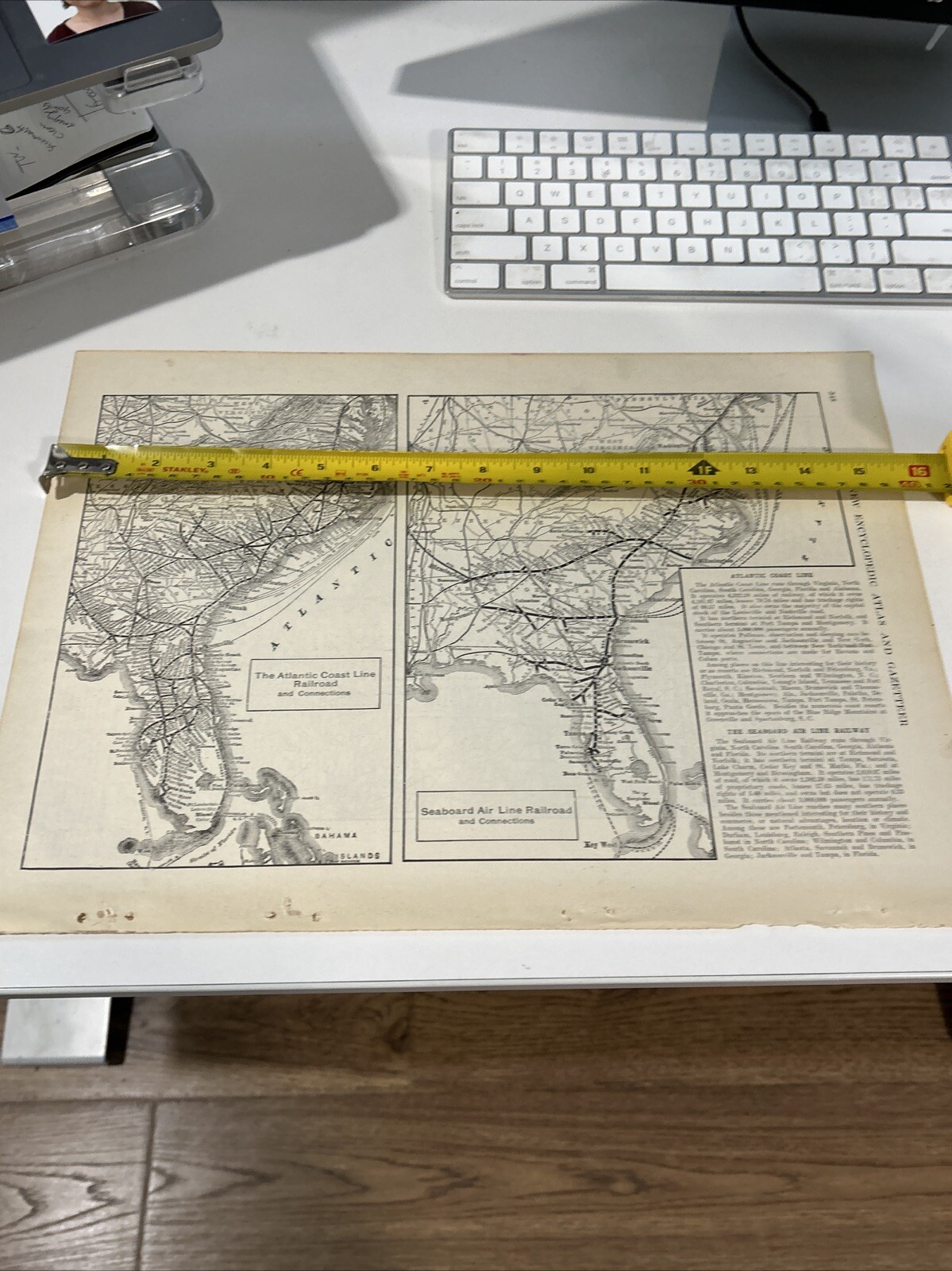 Antique 1908 Map Atlantic Coast & Seaboard Air Line Railroads Systems 11×15 Inch