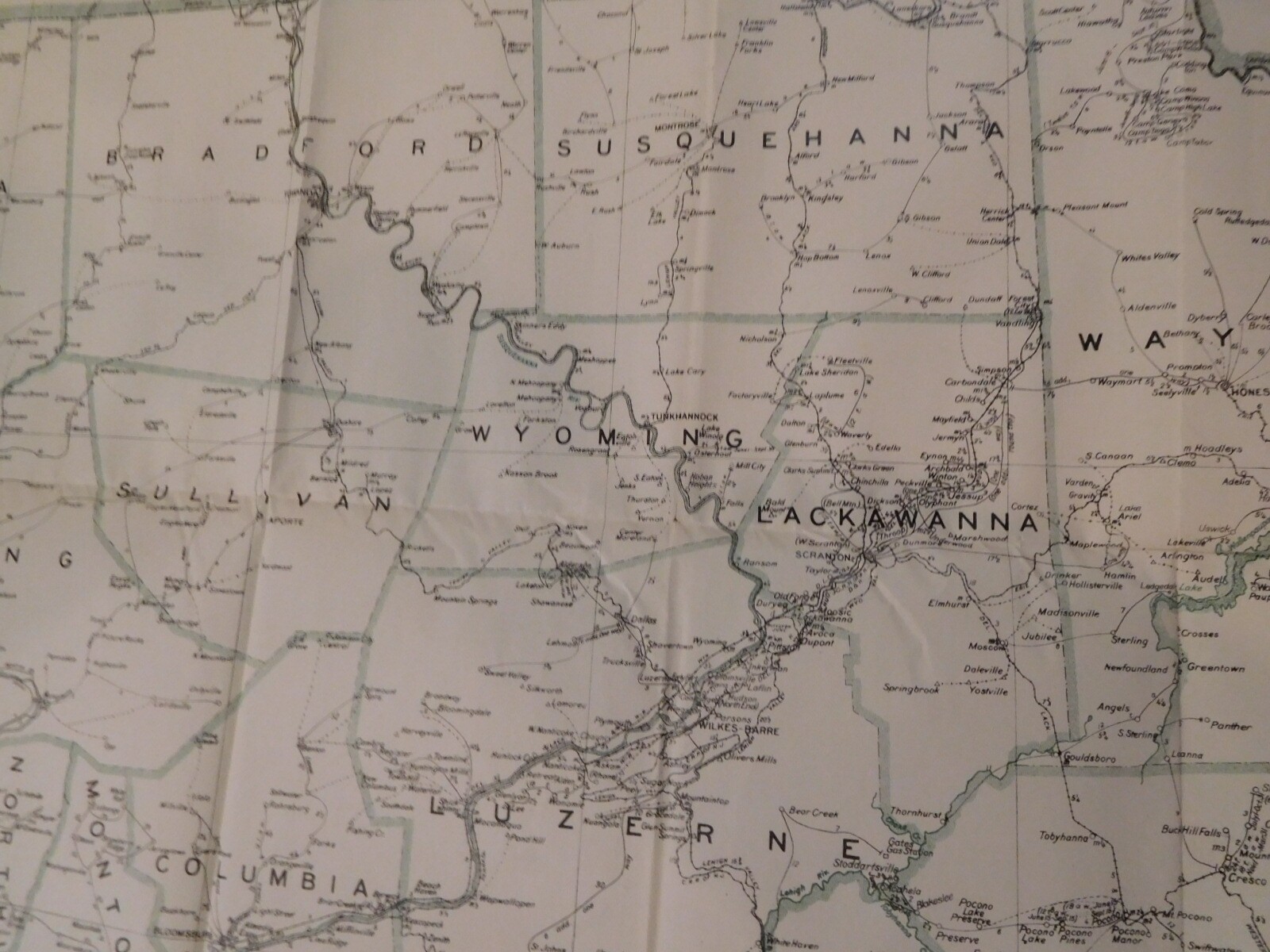 Map Pennsylvania Showing Post Offices 1933 w Railroads, Electic Rr, RR stations