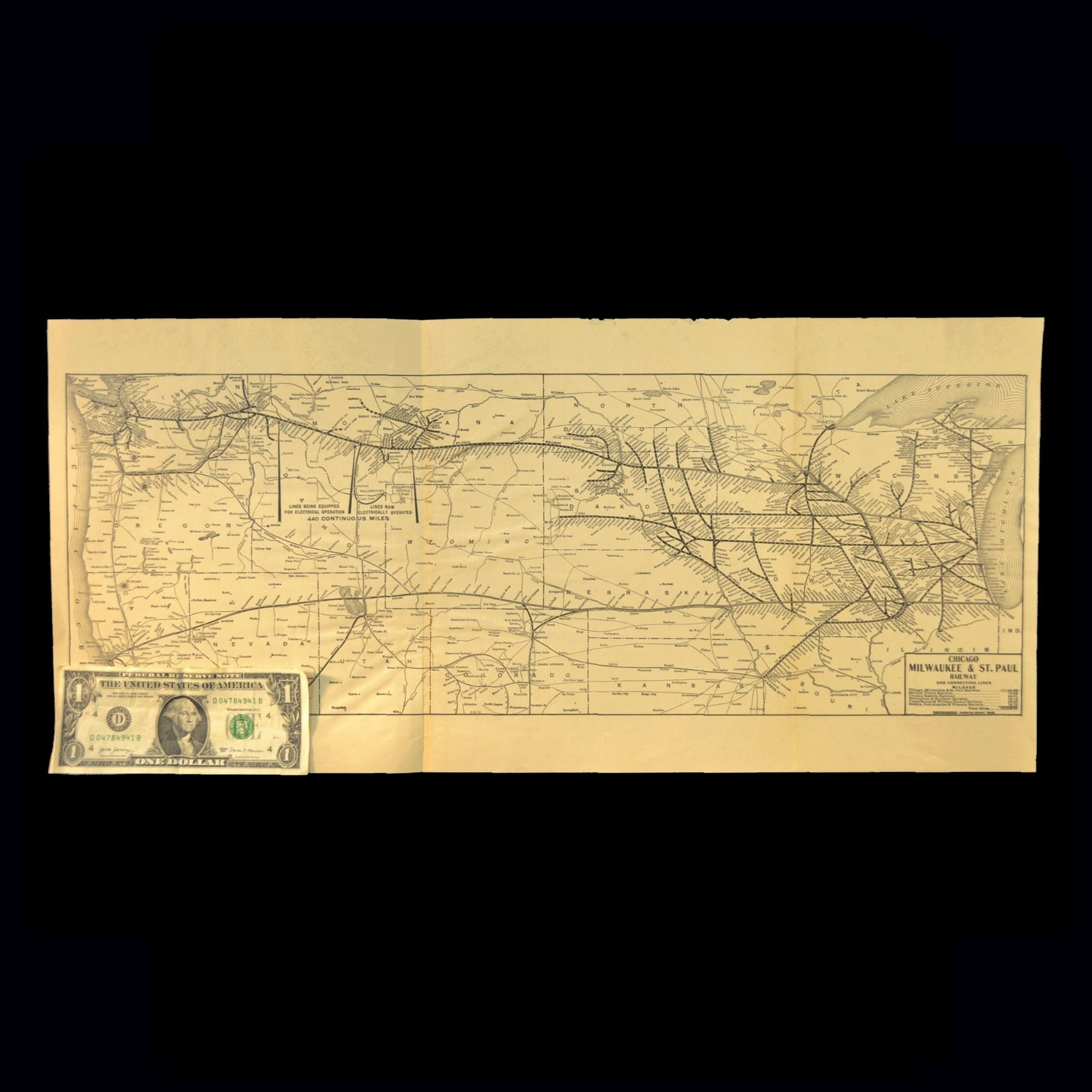 ca1921 CHICAGO MILWAUKEE ST PAUL Railroad Map LARGE Original Antique Vintage