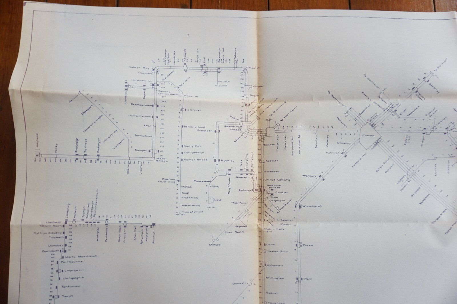 1970s Crewe Division Track Route Plan Railway Map