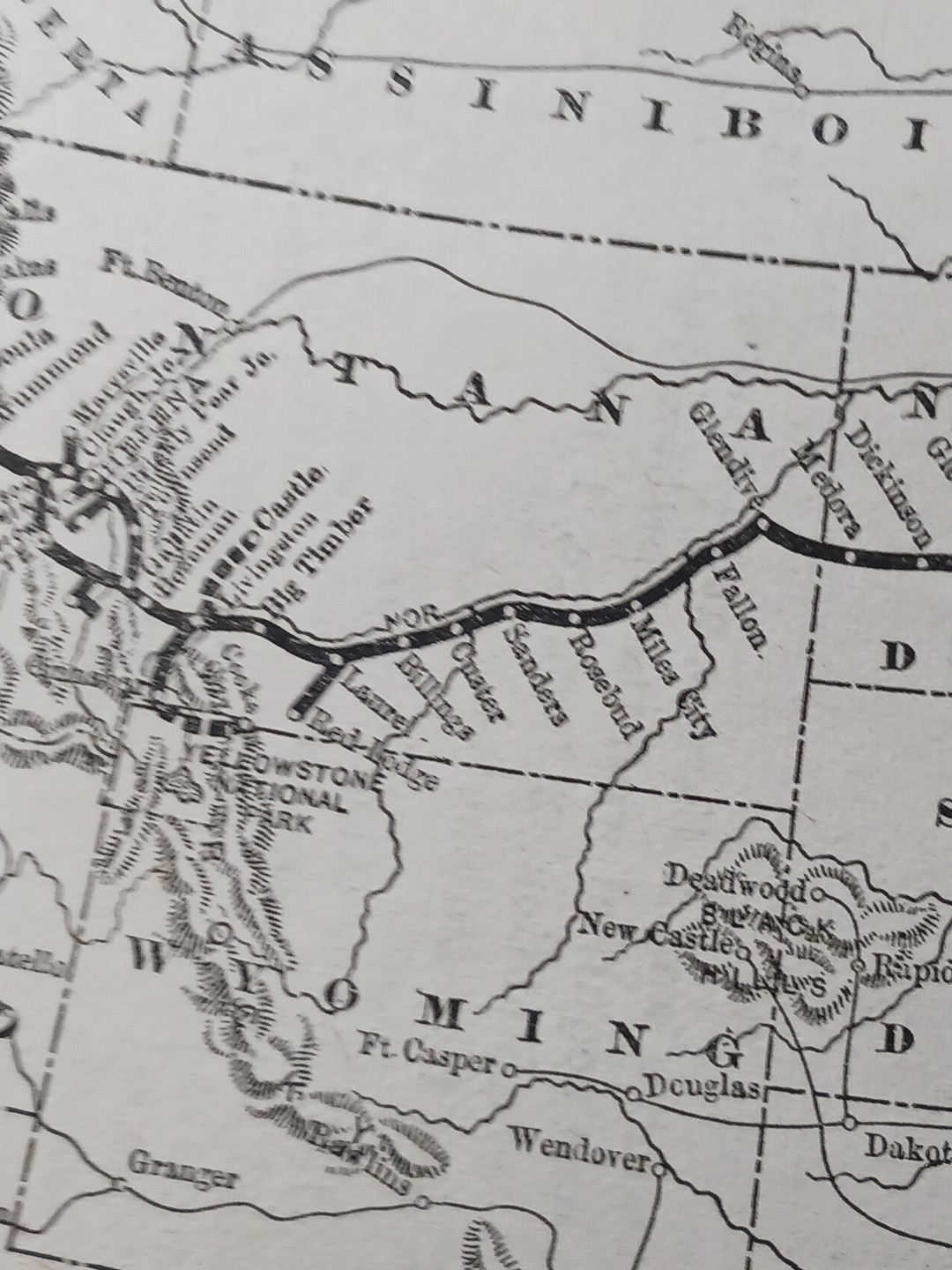 1892 Antique Railway Map NORTHERN PACIFIC RAILROAD all Train Lines Routes Depots