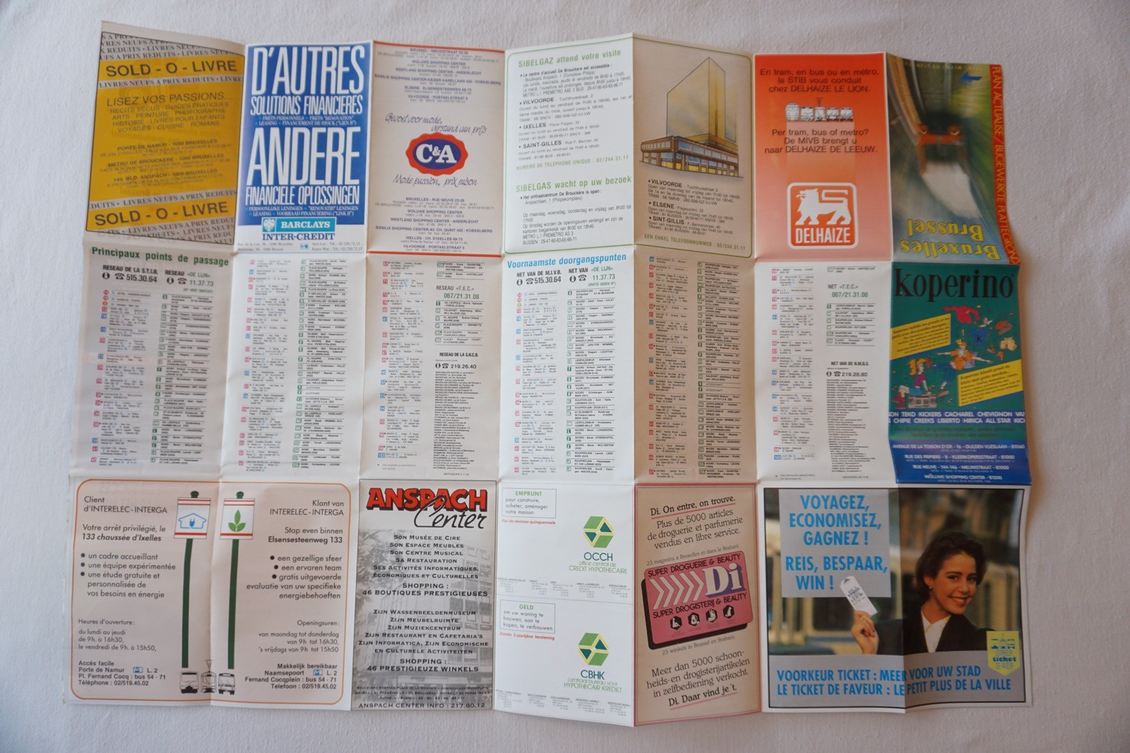 May 1991 Belgium Brussels Tram Tramways Railway Bus Map