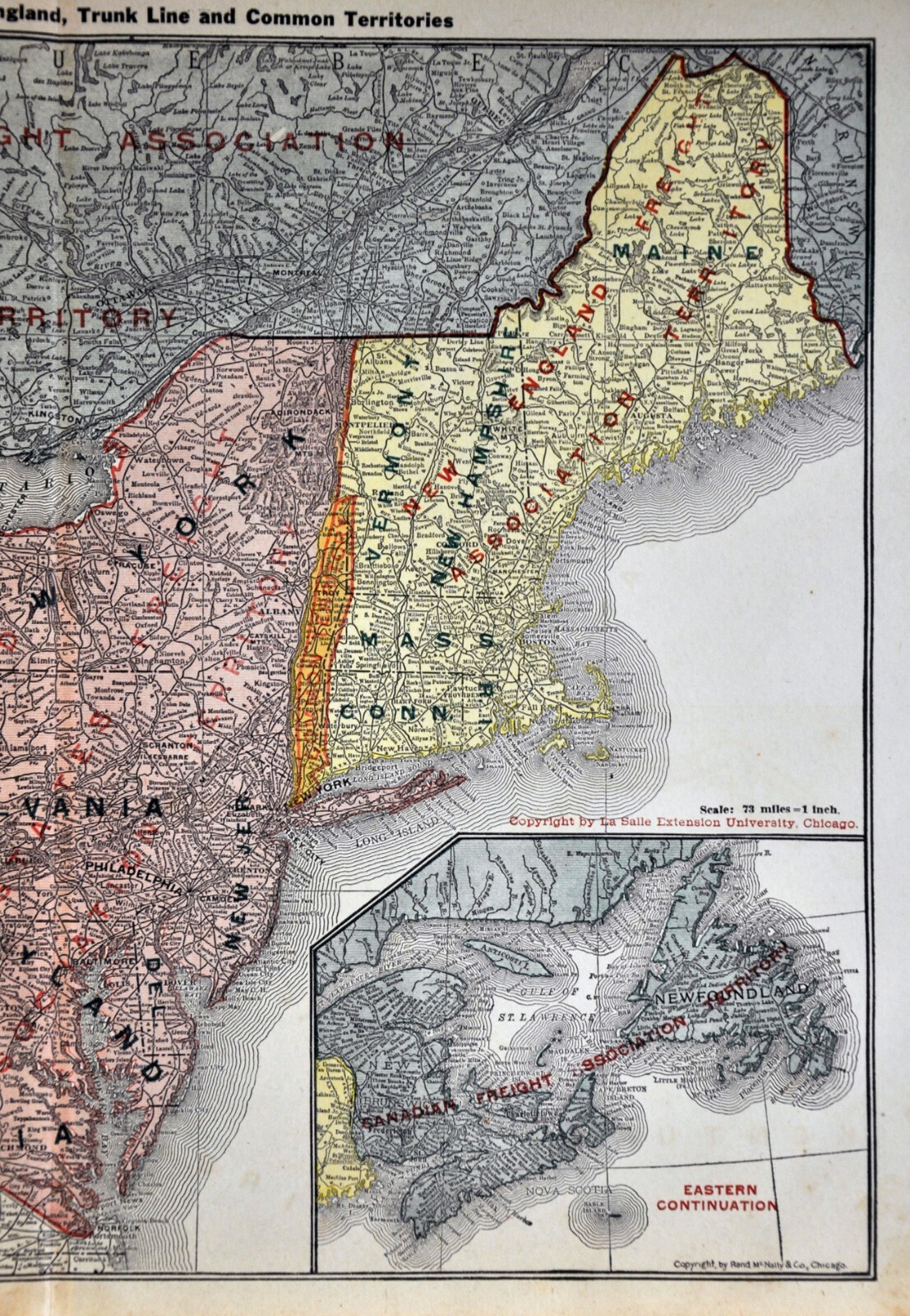 1921 Railroad Map – Canada New England Trunk Line RR Freight New York Quebec