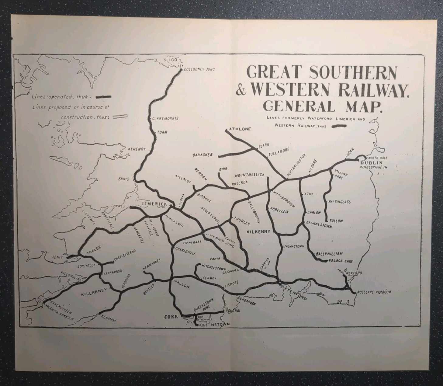 Original 1921 Map of Great Southern and Western Railway General Map