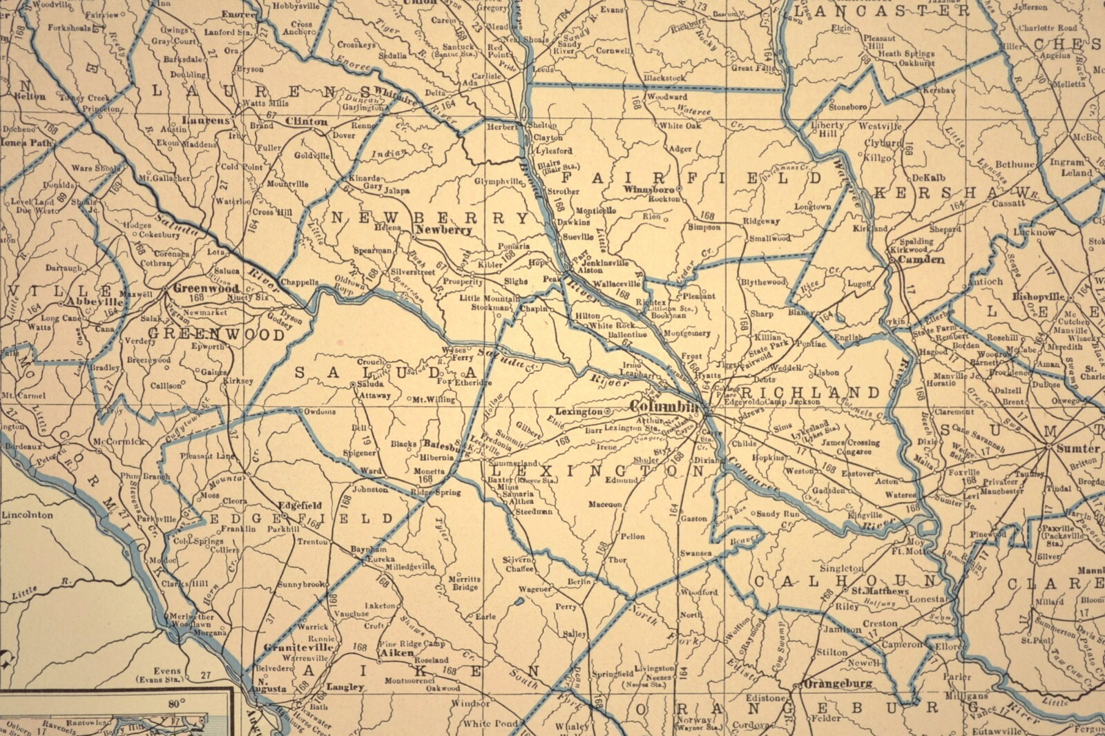 Vintage SOUTH CAROLINA Map Railroad LARGE Original Seaboard Air Line SAL RR