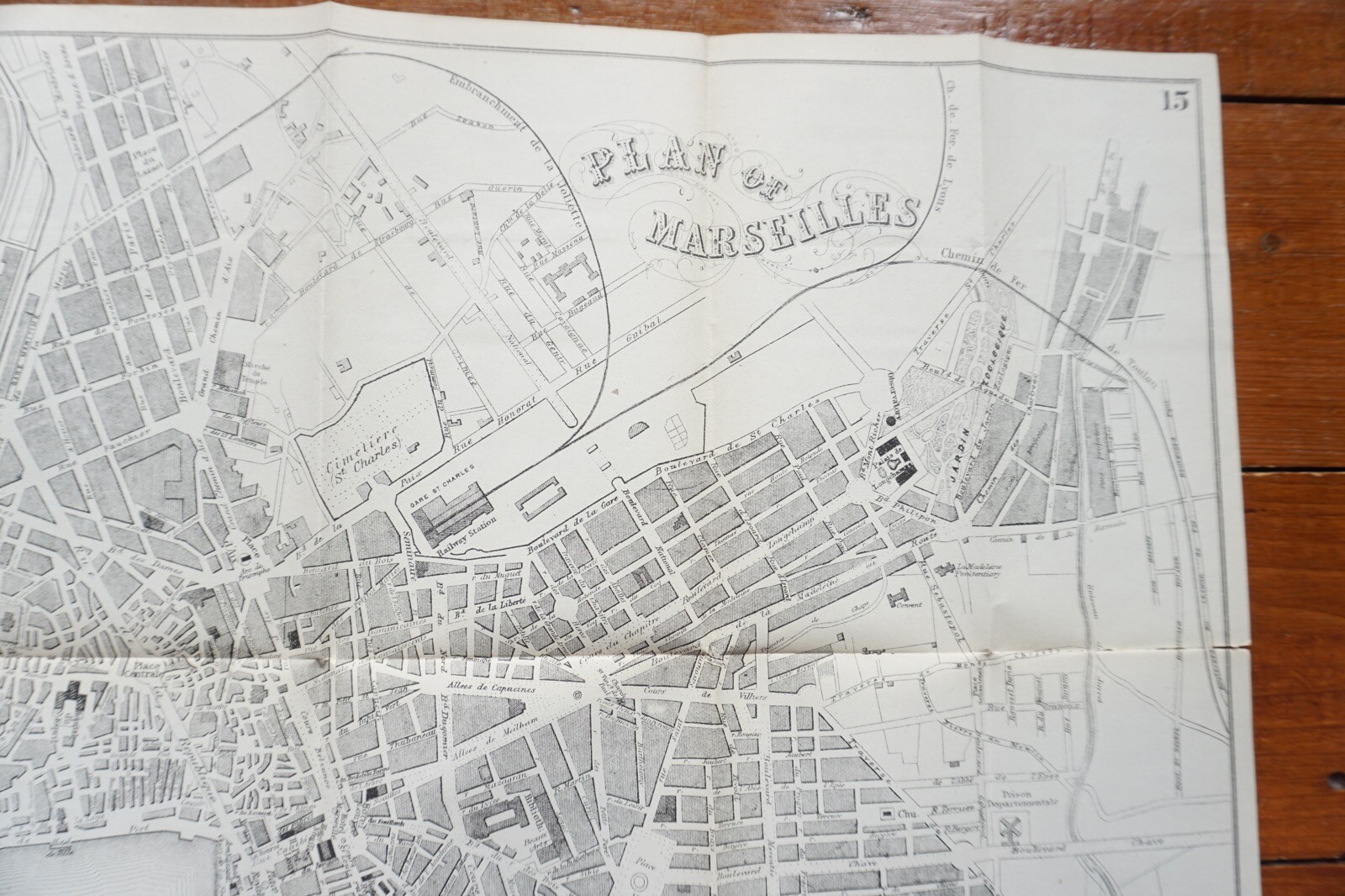 1899 Bradshaws Map of Marseilles France Original Railway Map