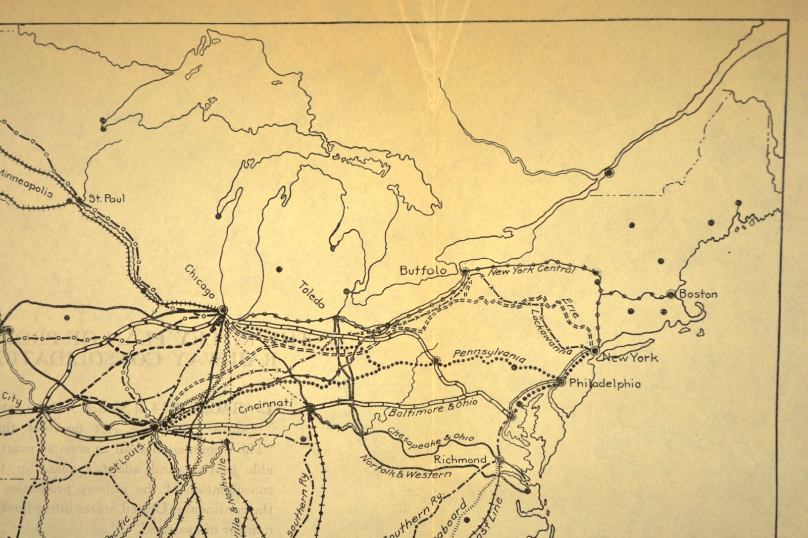 Antique Railroad Map Proposed Consolidated RR Merger Plan Ripley RARE Original