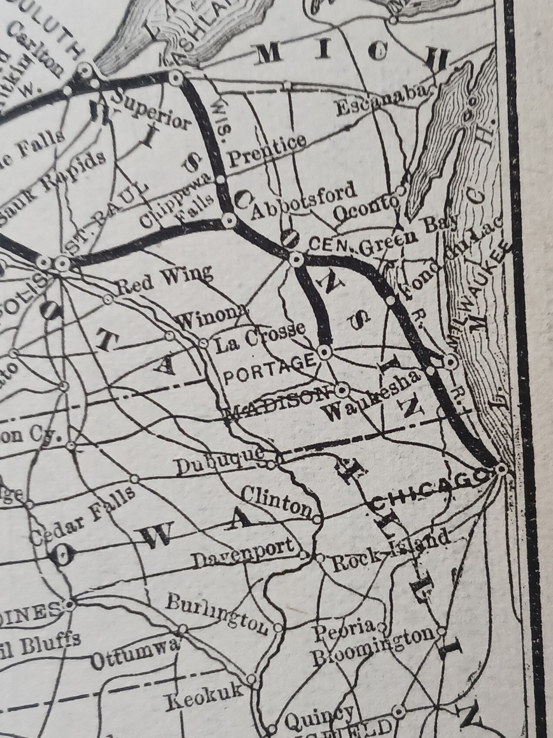 1892 Antique Railway Map NORTHERN PACIFIC RAILROAD all Train Lines Routes Depots
