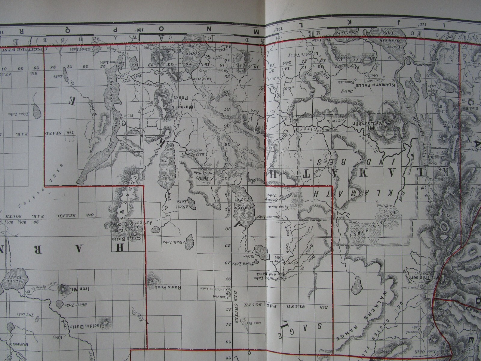 OR 1898 DATED OREGON STEAM RAILROAD Map. COOS BAY, ROSEVILLE, & EASTERN RR.