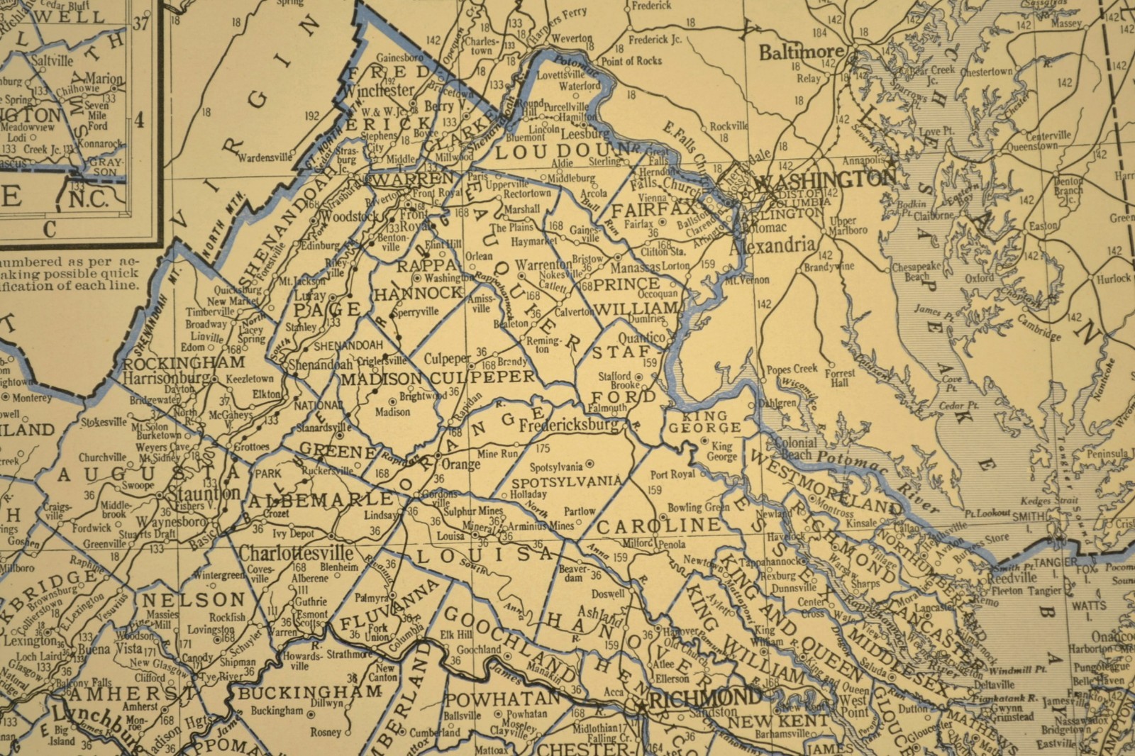 ca 1930 VIRGINIA Railroad Map Depot Towns C&O RR Historic Original Atlas Map