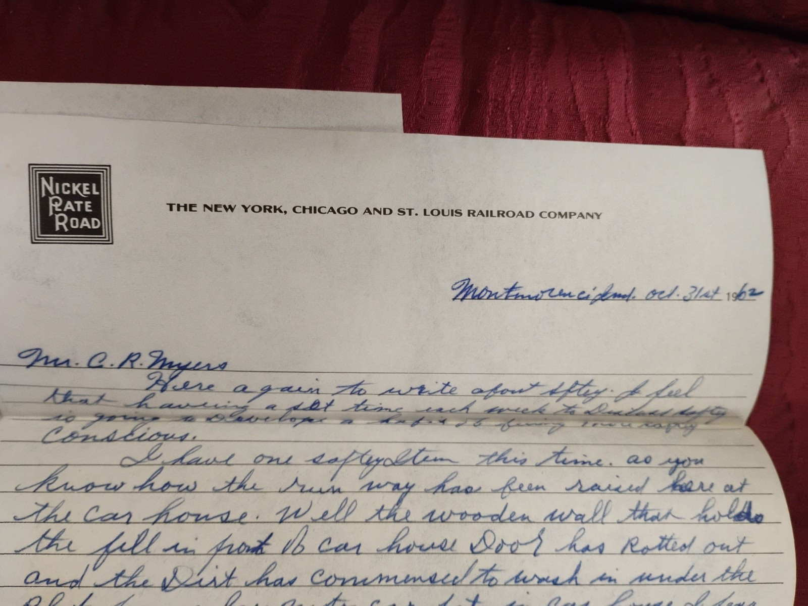 2-Nickle Plate Road Railroad Safety Letters From 1962
