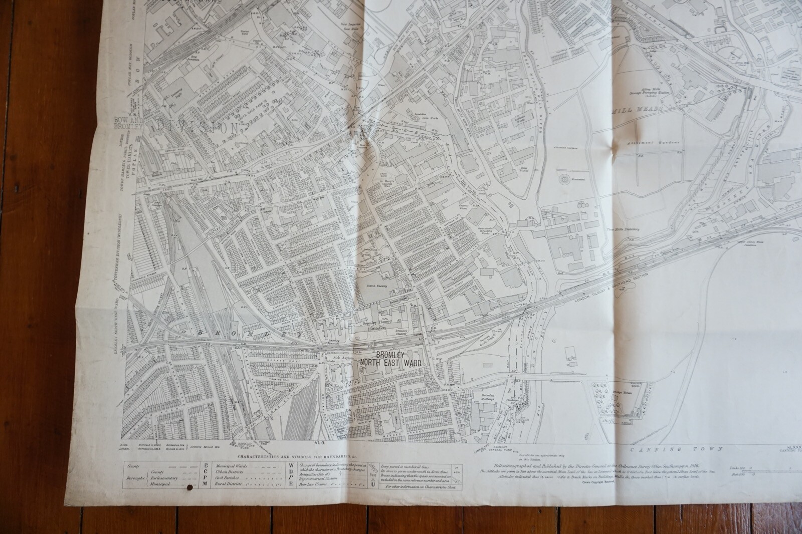 1916 Bromley GER Midland Rly London Tilbury Southend Junction OS Railway Map
