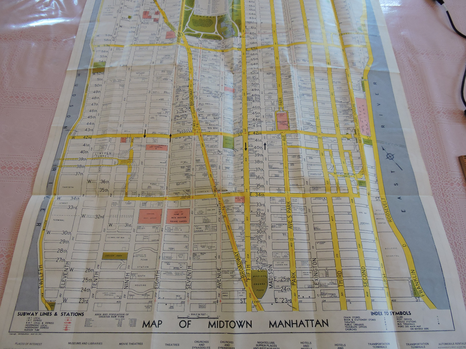 RARE ~ Foldout 1955 Transit New York City Subway Street Map NYC Bus IRT Brooklyn