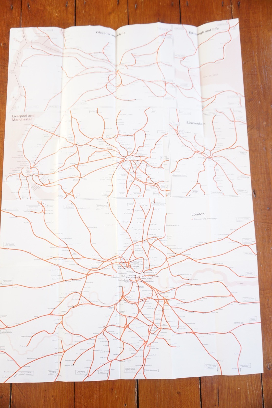 Jan 1968 British Rail Passenger Network Railway Map London Midland Region