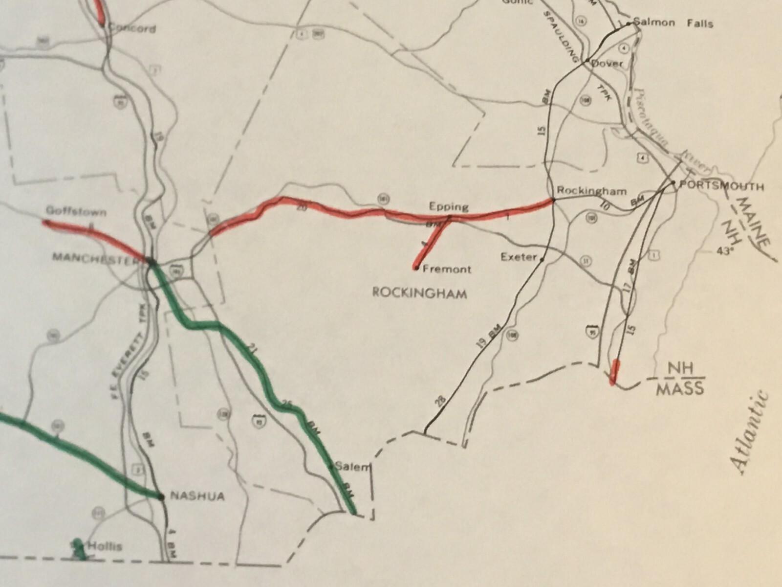 Vintage 1975 New Hampshire-Vermont Railroad Transportation Map●FRA●11″x17″