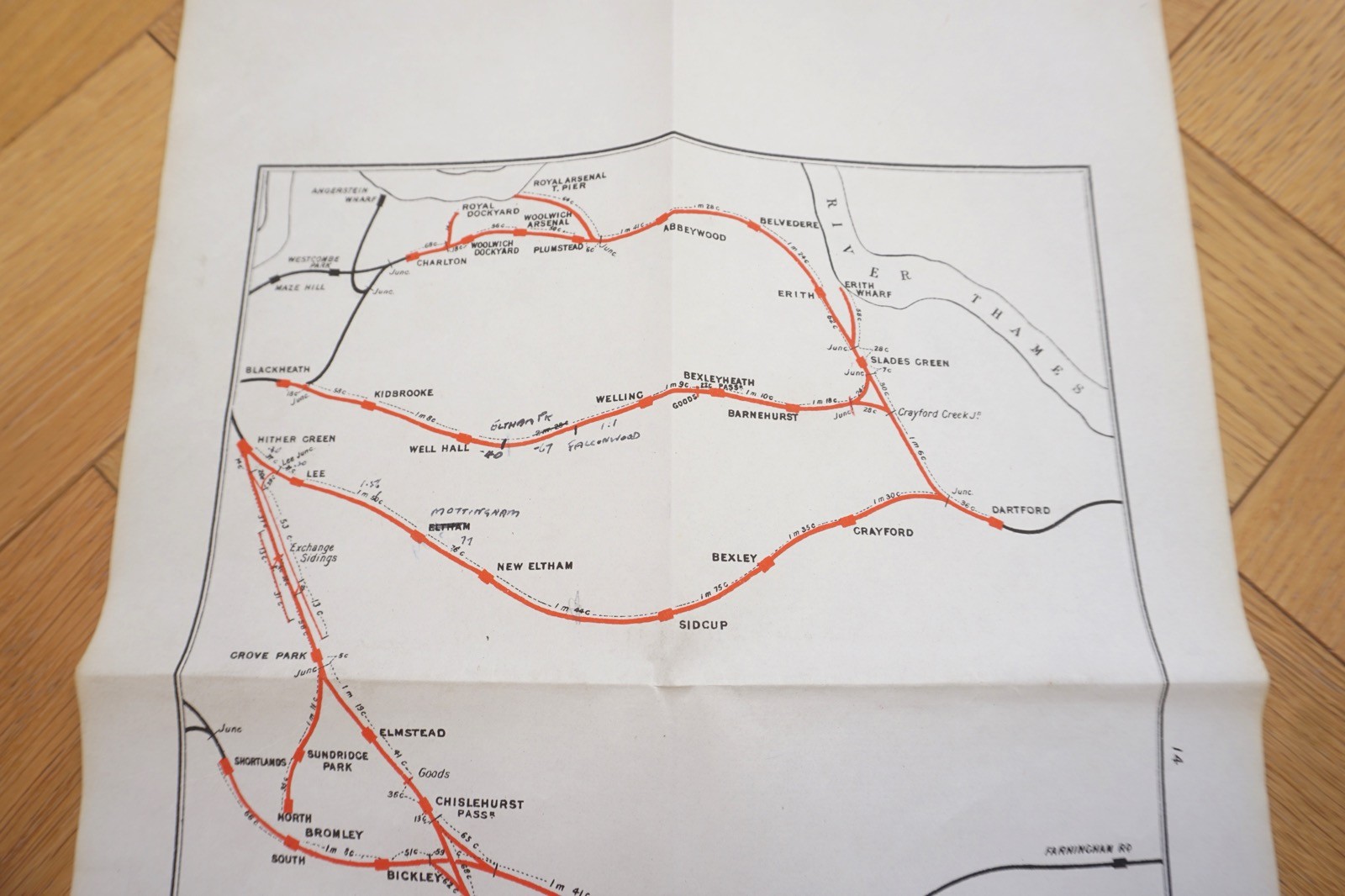 1905 South Eastern & Chatham Railway Map Bexleyheath Sevenoaks Chislehurst