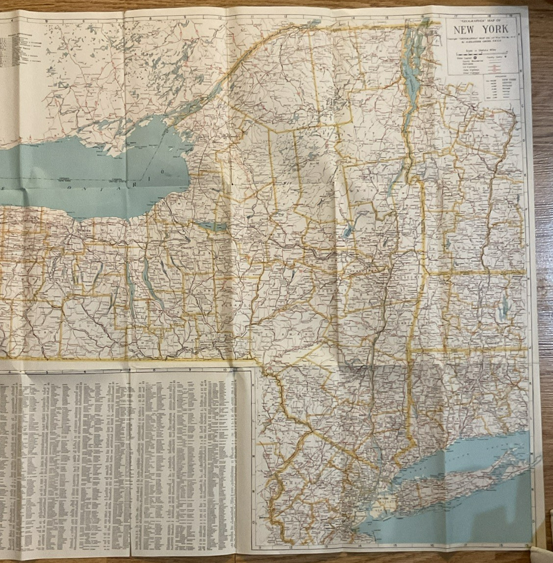 Vintage 1950s Geographia Highway & Railroad Map New York NY Alexander Gross