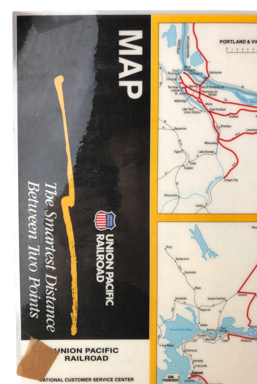 Union Pacific Railroad UP System Route Map 1988 Edition LAMINATED 32 x 20″