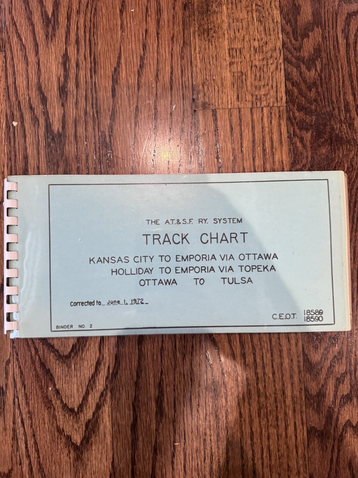 ATSF Santa Fe Track Chart Binder 2 1972 Kansas City Holliday Ottawa Tulsa Empria