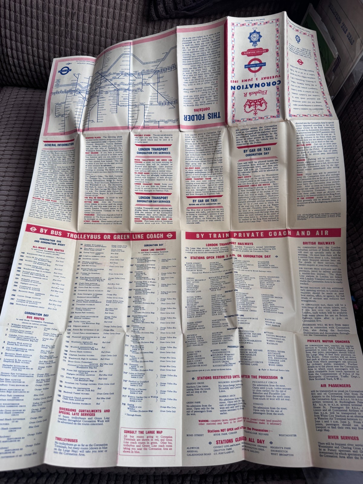 London Transport Underground Tube Map 1953 – Coronation Queen Elizabeth II
