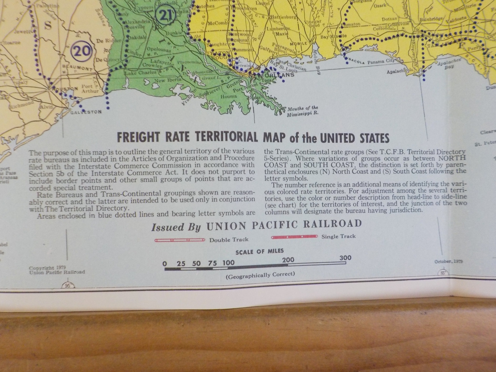 Map Union Pacific Railroad 1979 Freight Rate Territorial Map Of the United State