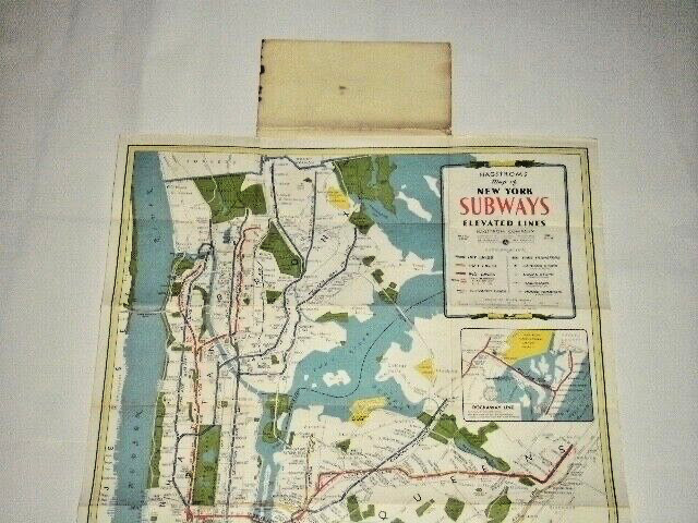 HAGSTROM’S MAP OF NEW YORK SUBWAYS ELEVATED LINES 1958 SOFT COVER FOLDED $.50