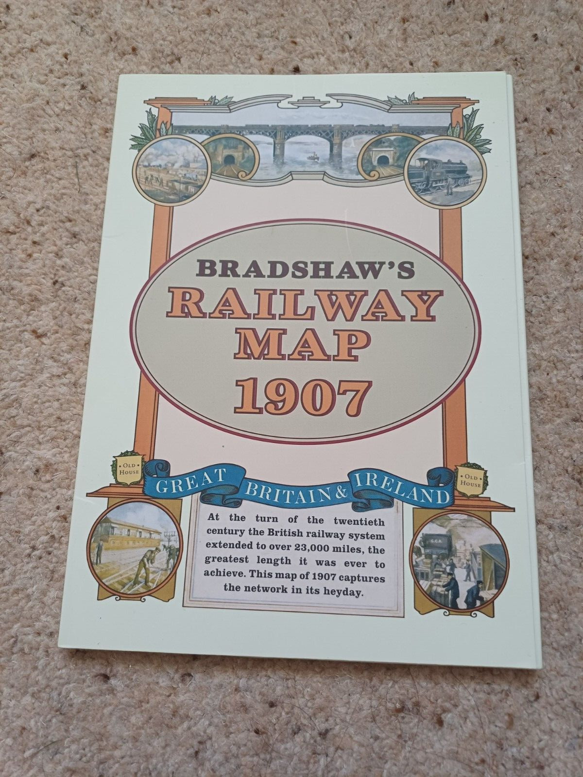 BRADSHAWS RAILWAY MAP 1907- GREAT BRITAIN and IRELAND: Old House