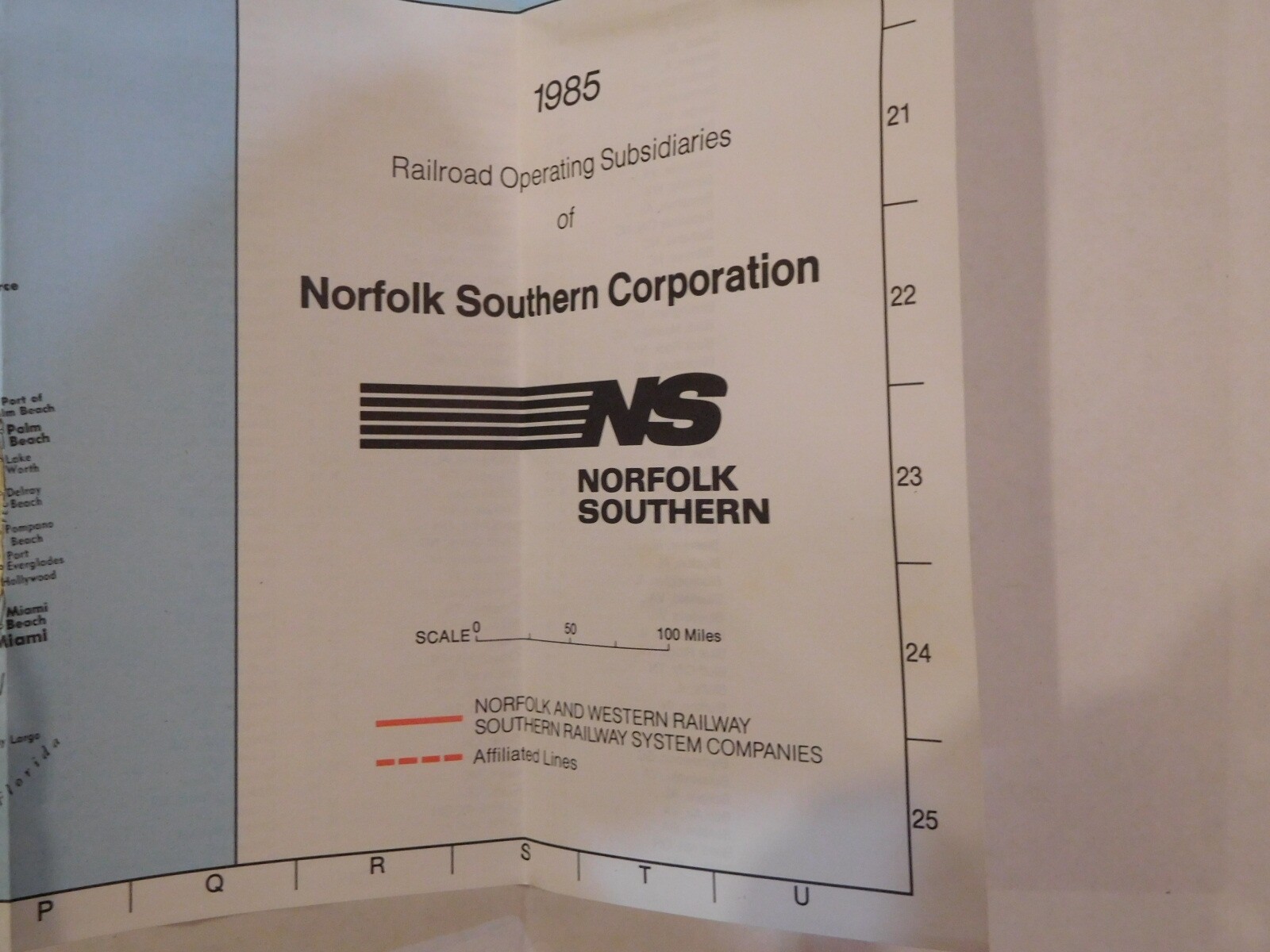 Map Norfolk Southern Operating subsidiaries 1985 NS