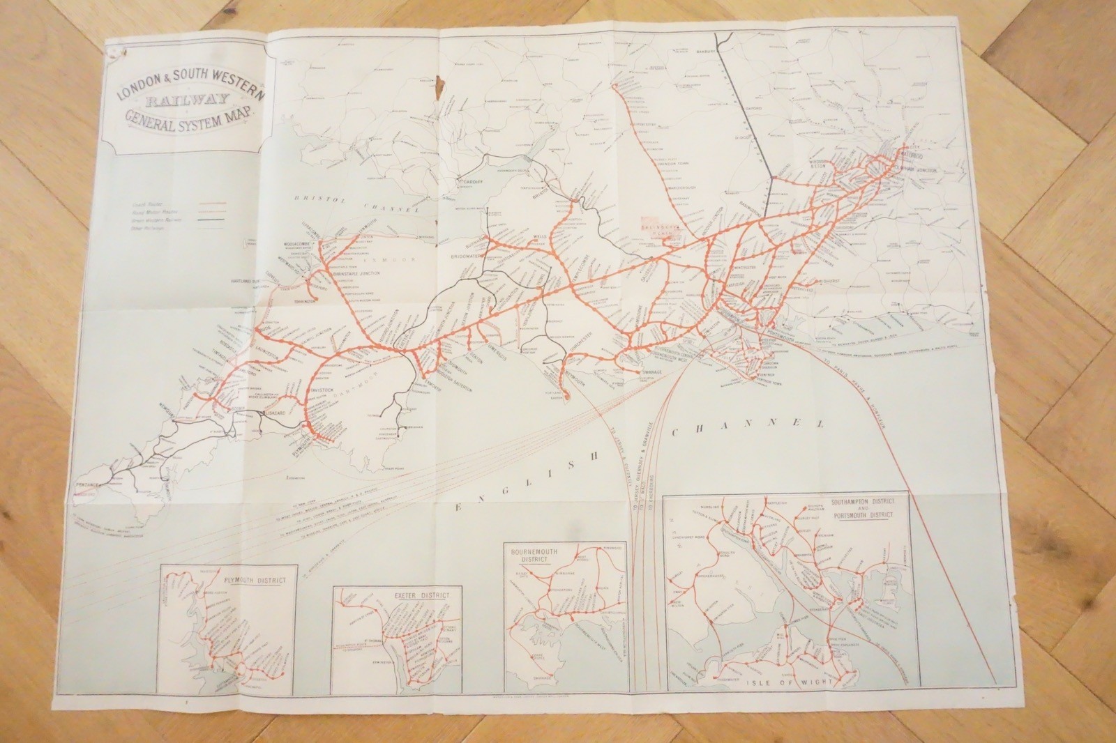 1905 London & South Western Railway Original Railway Map L&SWR