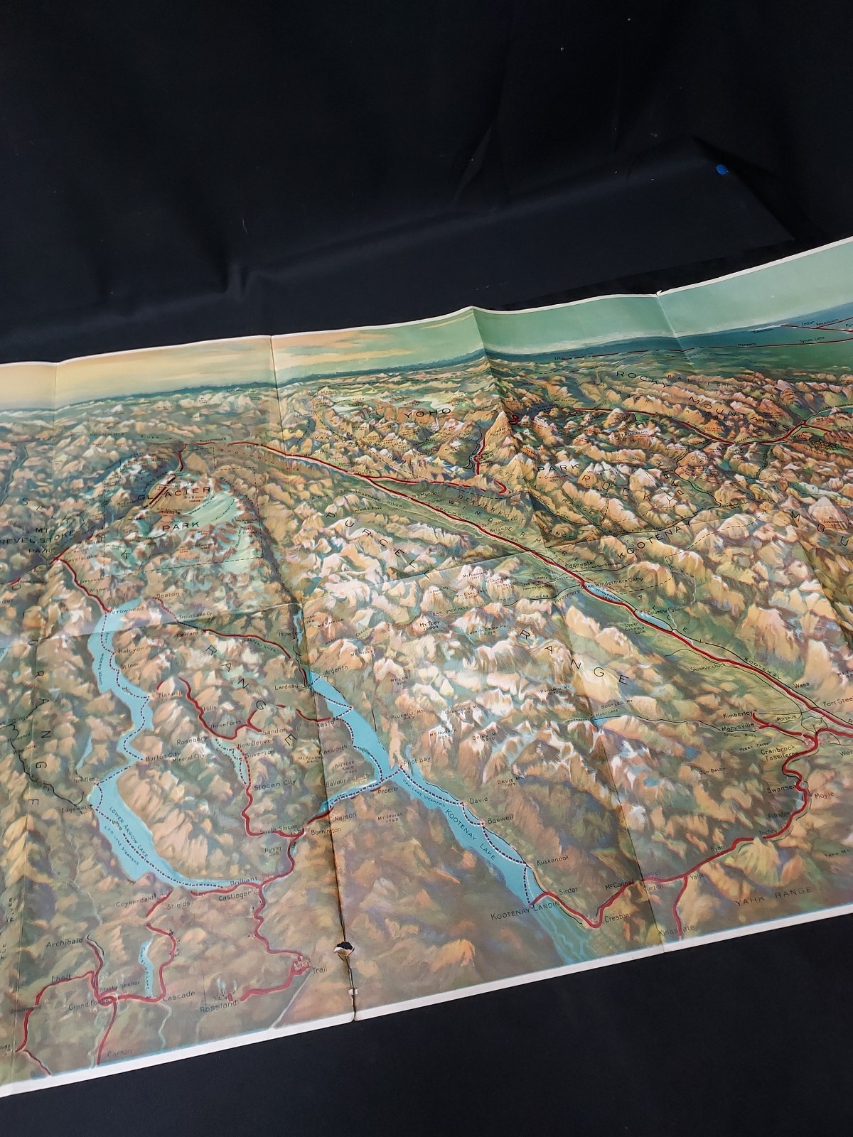 1923 Canadian Rockies Pacific Railway & Steamship Connection Map CPRY 46×17