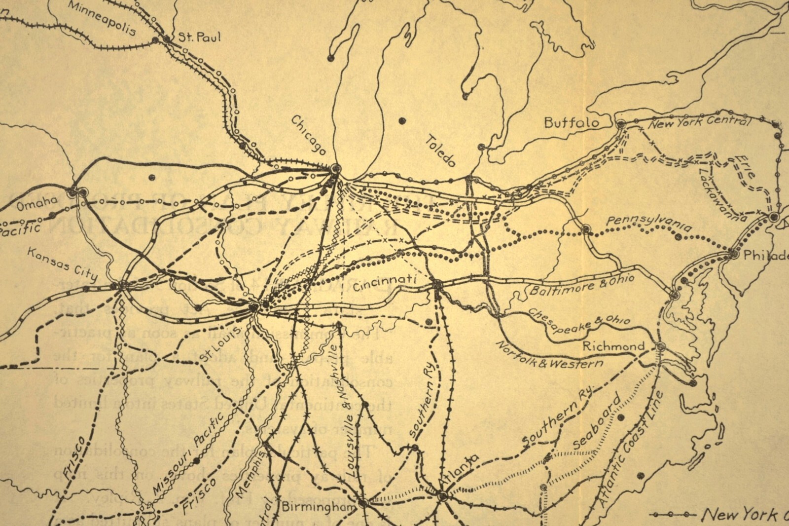 Antique Railroad Map Proposed Consolidated RR Merger Plan Ripley RARE Original