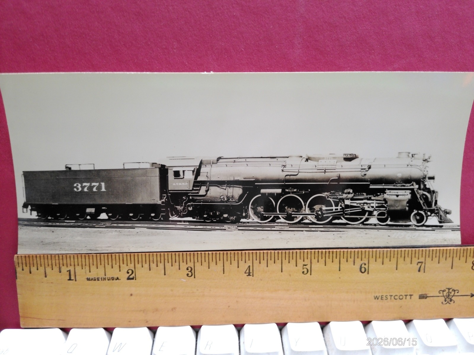 AT&SF RAILROAD ORIG BLUEPRINT DATA DIAGRAM BUILDER PHOTO 4-8-4 LOCOMOTIVE #3776